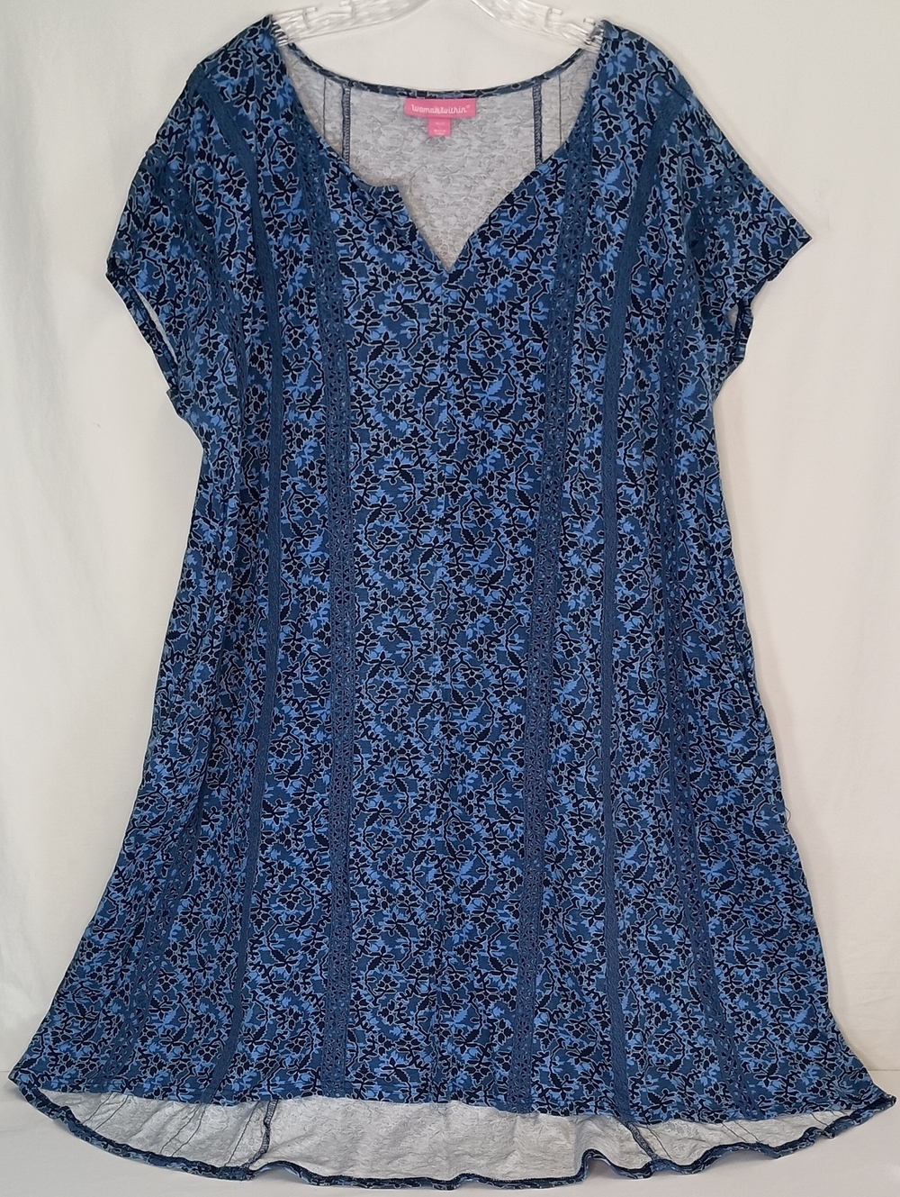 Woman Within Women's Size 18 Cotton Dress with Pockets Embroidery Casual
